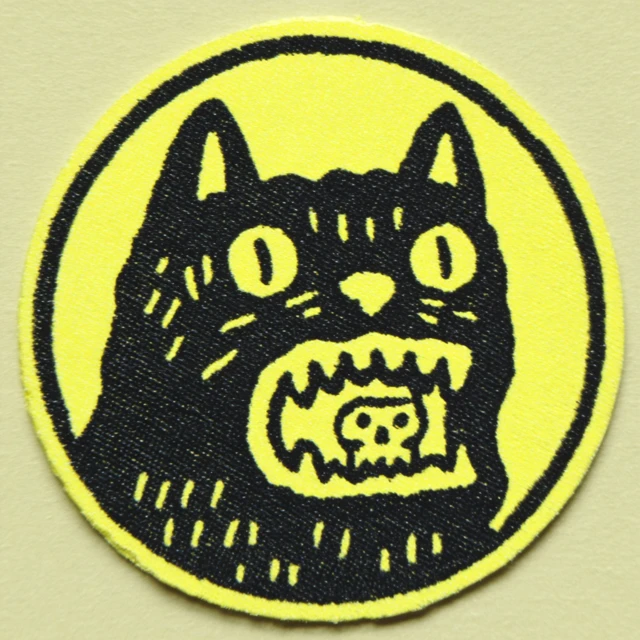 Black Cat with Skull Warhol Style Illustration
