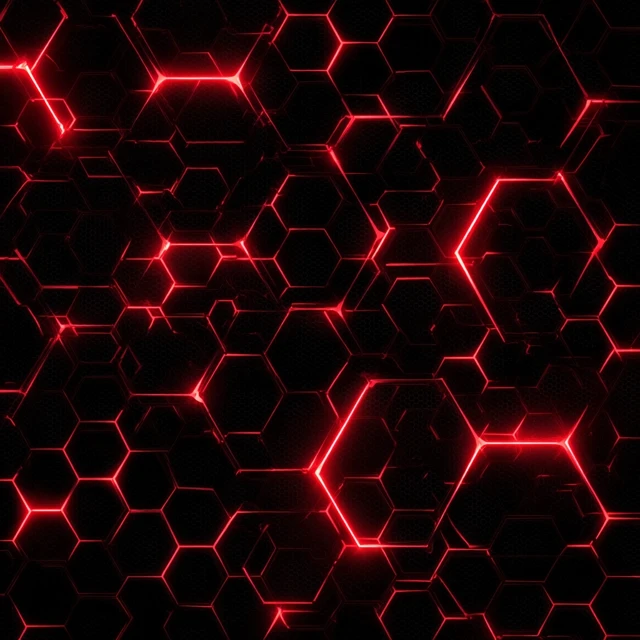 Futuristic Hexagon Pattern Red and Black Wallpaper