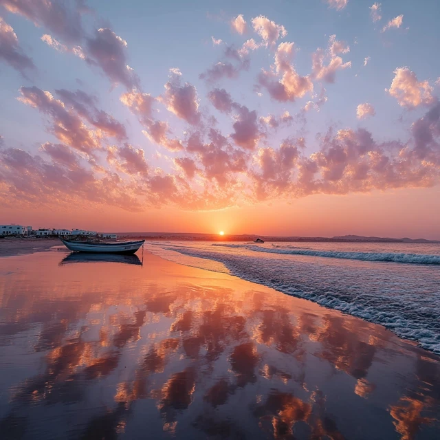 Tangier Beach Sunrise: Golden Rays and Tranquil Seascape