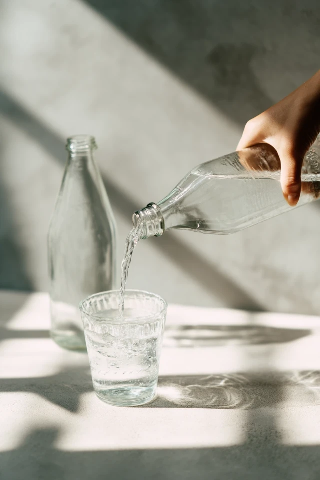 Pouring Water Glass Bottle Hand Refreshment