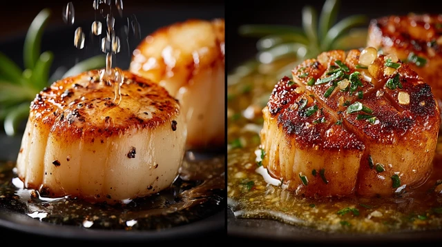Seared Scallops with Butter Sauce - Food Photography