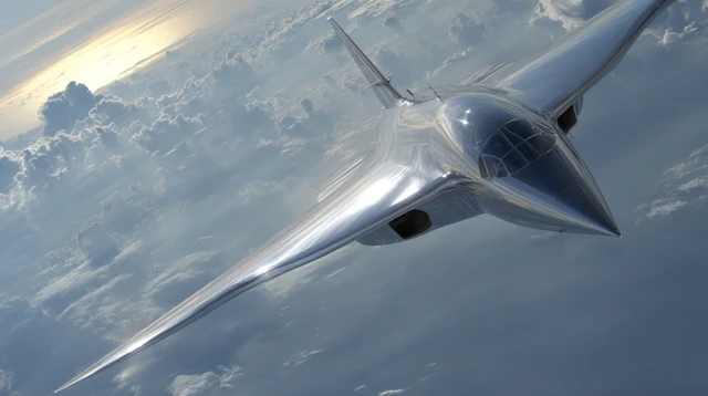 Futuristic Aircraft Soaring Above the Clouds