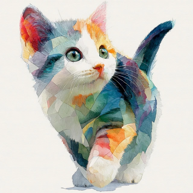 Kaleidochromic Kitten Vibrant Cat Closeup