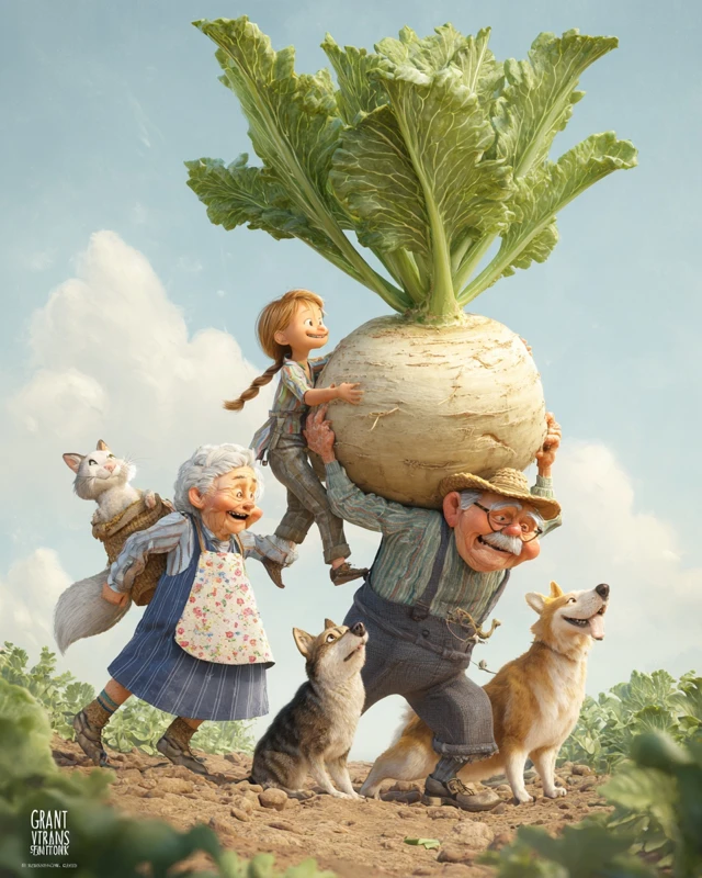 Giant Turnip Fairytale Illustration