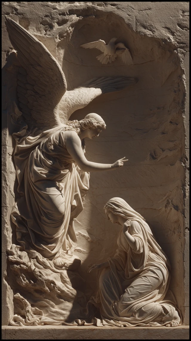 Annunciation Sculpture: Marble Masterpiece