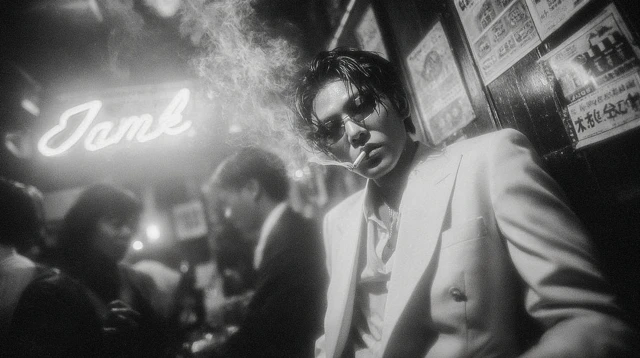 Tokyo Noir Fashion A Stylish Man Smoking