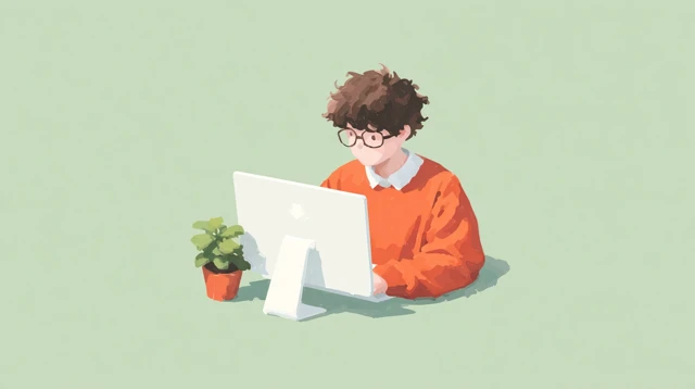 School Kid in Virtual Classroom Vector Illustration