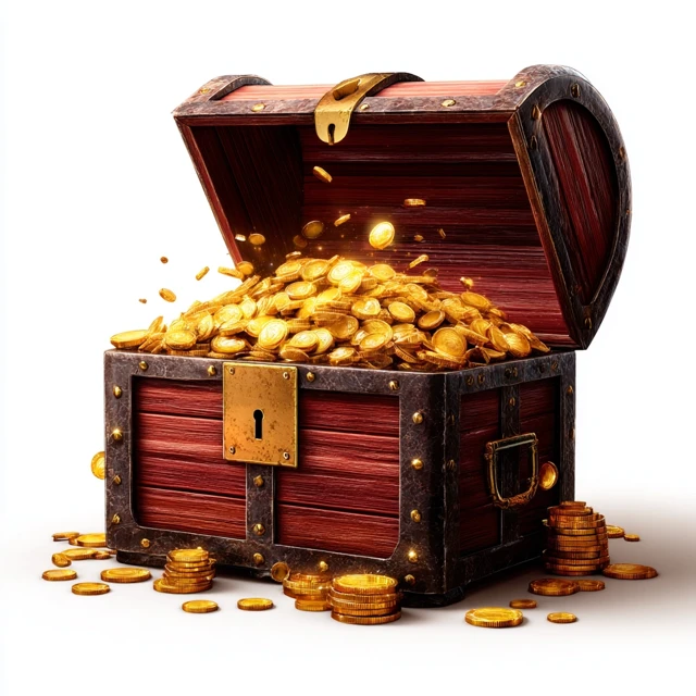 Treasure Chest Overflowing With Gold Coins