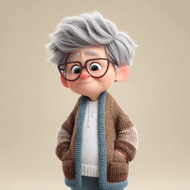 Charming Granny Pixar Cartoon Illustration
