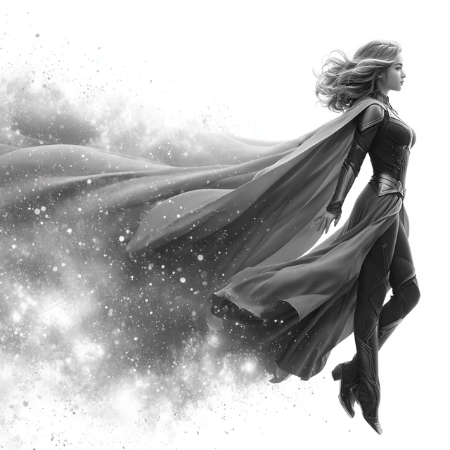 Taiwanese Superheroine in Space Line Art
