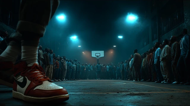 BRED Jordan 1 Sneakers on Basketball Court