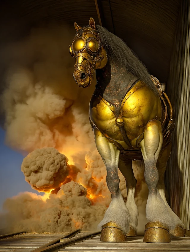 Steampunk Horse Epic Power and Destruction