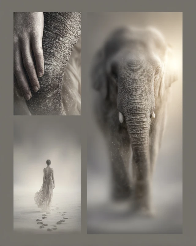 Surreal Elephant Triptych Fine Art Print