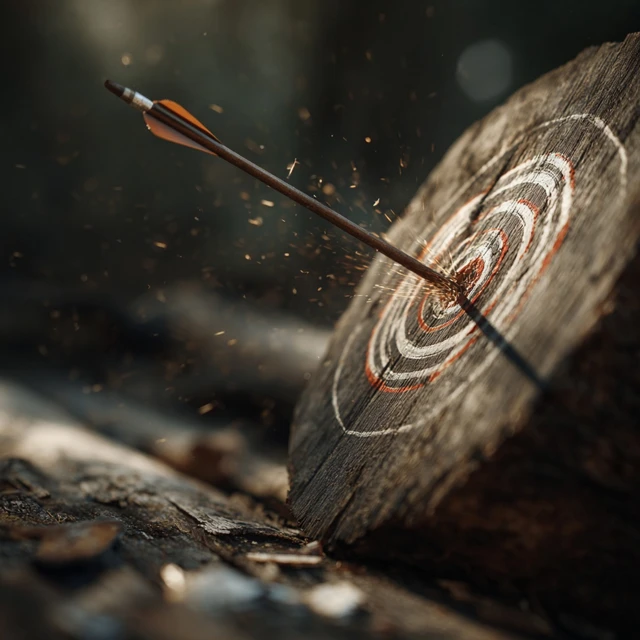Perfect Bullseye Shot Arrow Hits Target