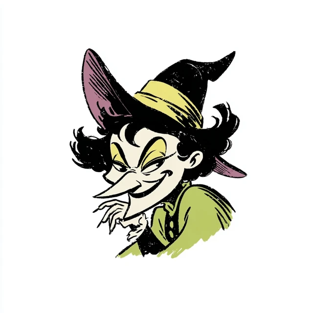 Vintage Witch Tattoo Illustration Retro Cartoon