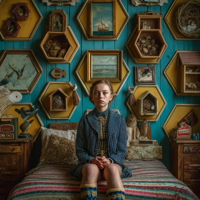 Girl in Quirky Fashion Bedroom Photography