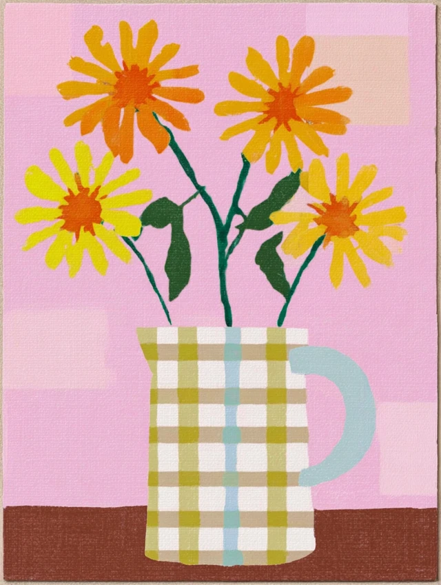 Scottish Vase with Sunflowers in Matisse Style