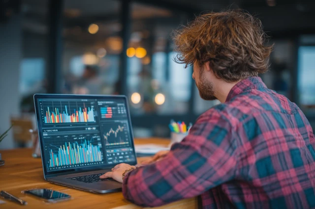 Young Finance Intern Analyzing Charts at Office