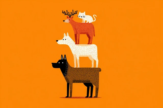 Stacking Animals Flat Illustration Art