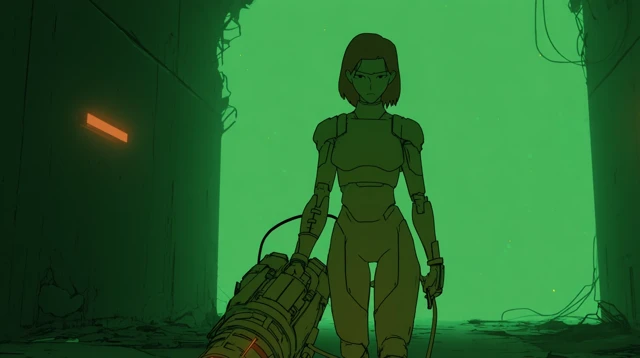 Sci-Fi Space Soldier in Abandoned Spaceship