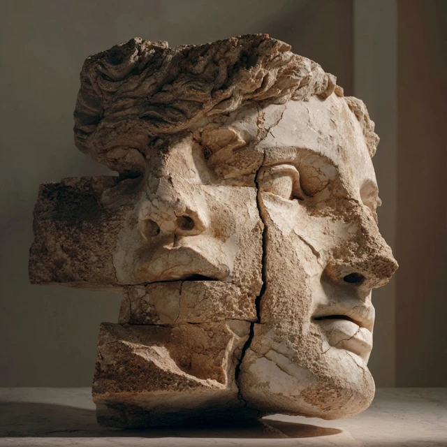 Greek Sculpture Fragmented Head Statue