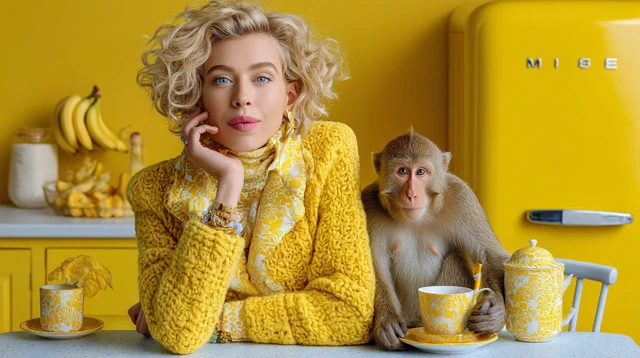 Funny Lifestyle Ad Woman and Monkey