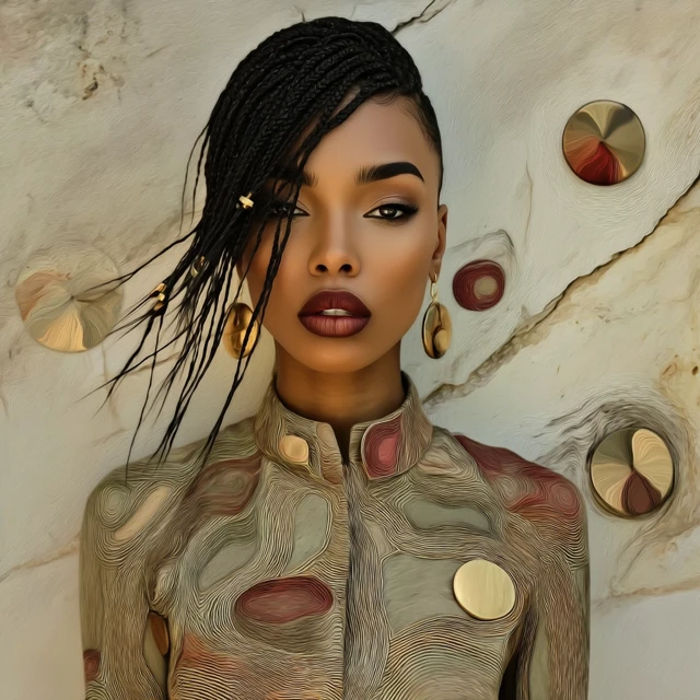 Beautiful African American Woman Gold Jewelry Portrait