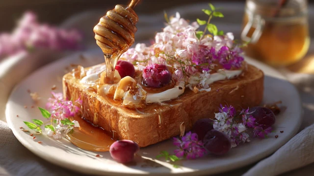 Honey Toast Delight Strawberry Treat Breakfast Food