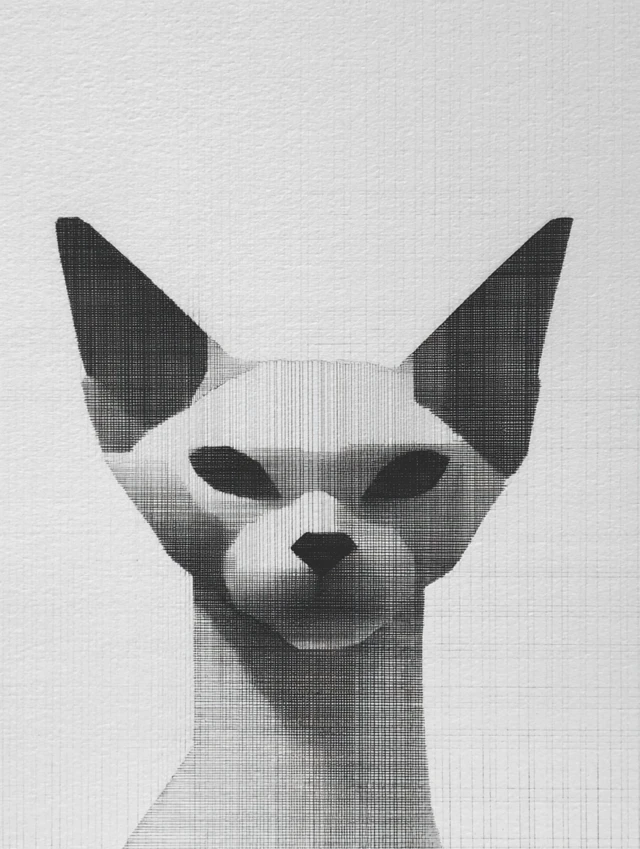 Sphynx Cat Drawing Grayscale Value Contrast