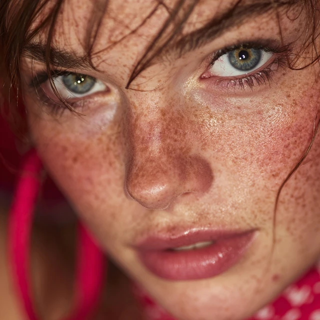 Beautiful Woman with Freckles and Soft Skin