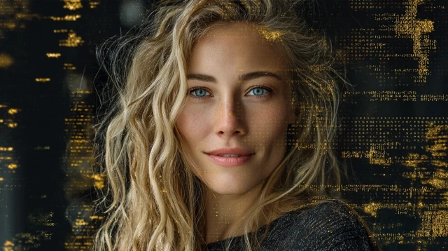 Cyberpunk Woman IT Engineer with Blue Eyes