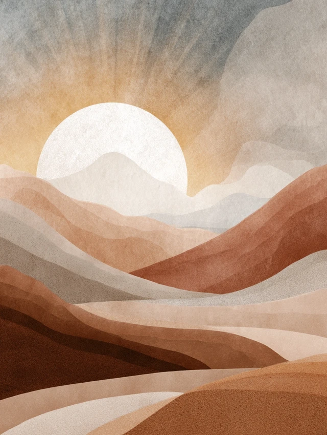 Abstract Desert Landscape Digital Illustration Earth Tones