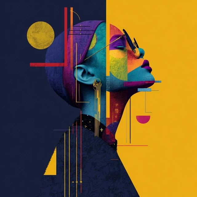 Abstract Portrait Bold Colors and Lines