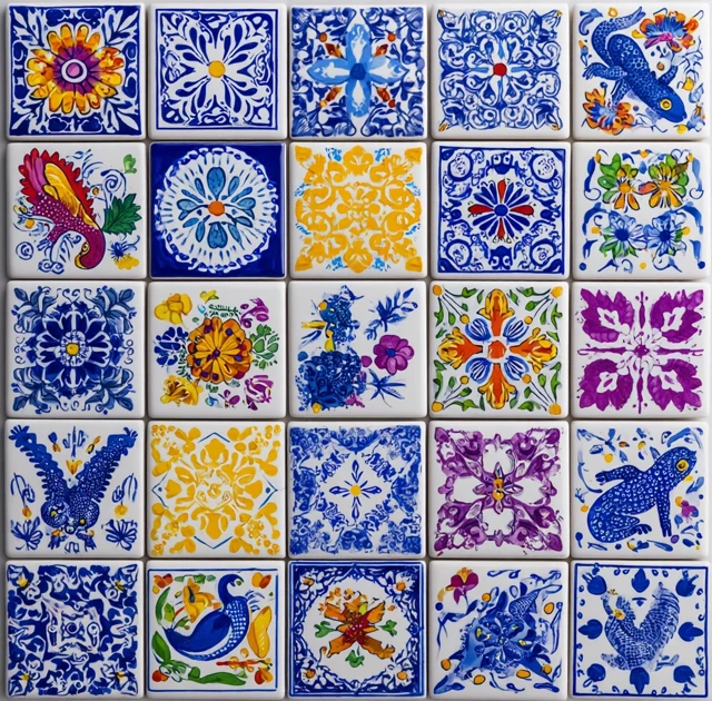 Mexican Tile Pattern Colorful Geometric Art