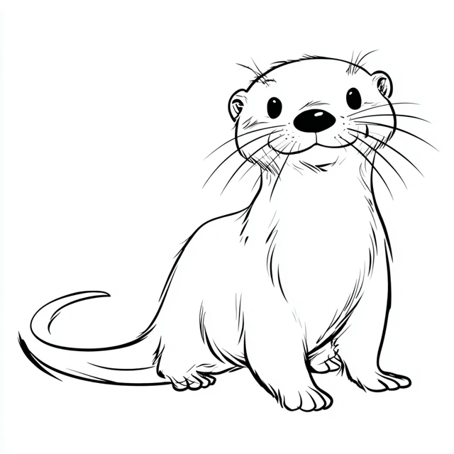 Cute Cartoon Otter Coloring Page