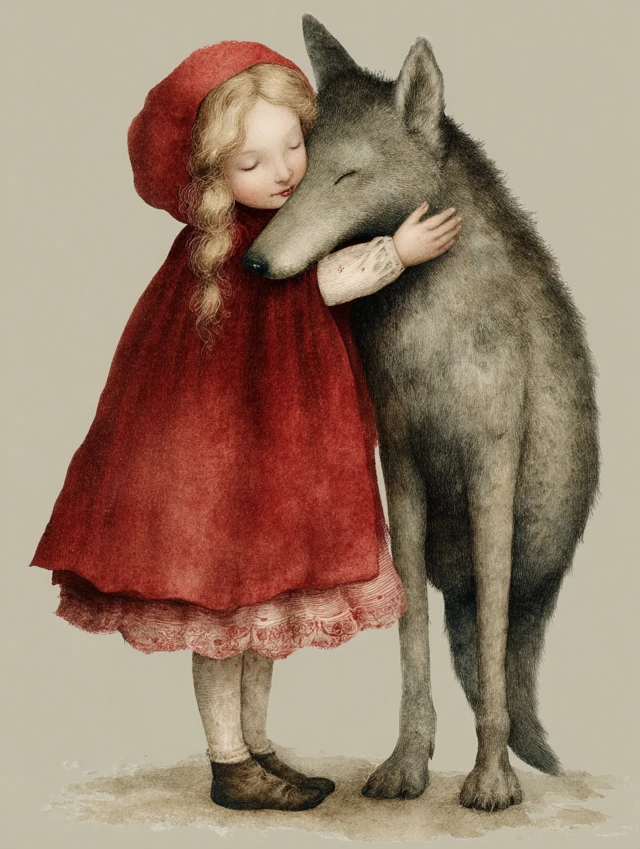 Little Red Riding Hood and the Wolf Illustration