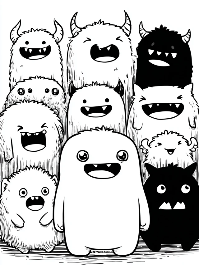 Cute Monster Coloring Page for Kids