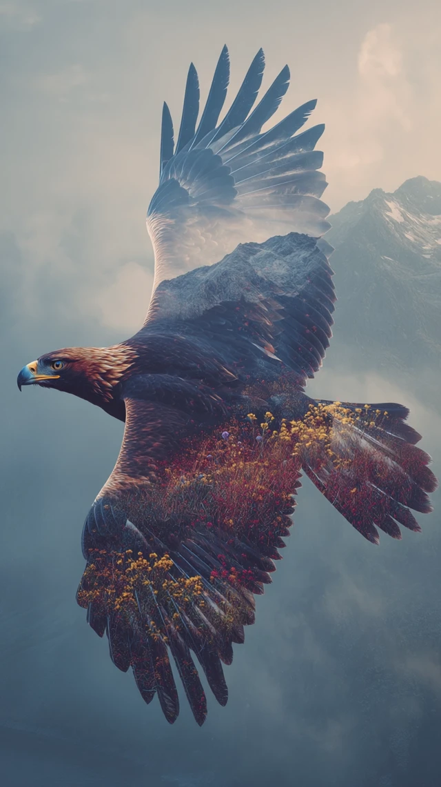 Majestic Eagle Double Exposure Art