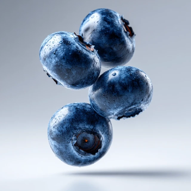Blueberries Flying in Air Ultra Realistic Photo