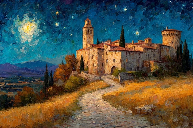 Castle Painting in Van Goghs Style