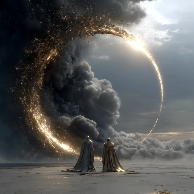 Celestial Beings Facing a Cosmic Rift