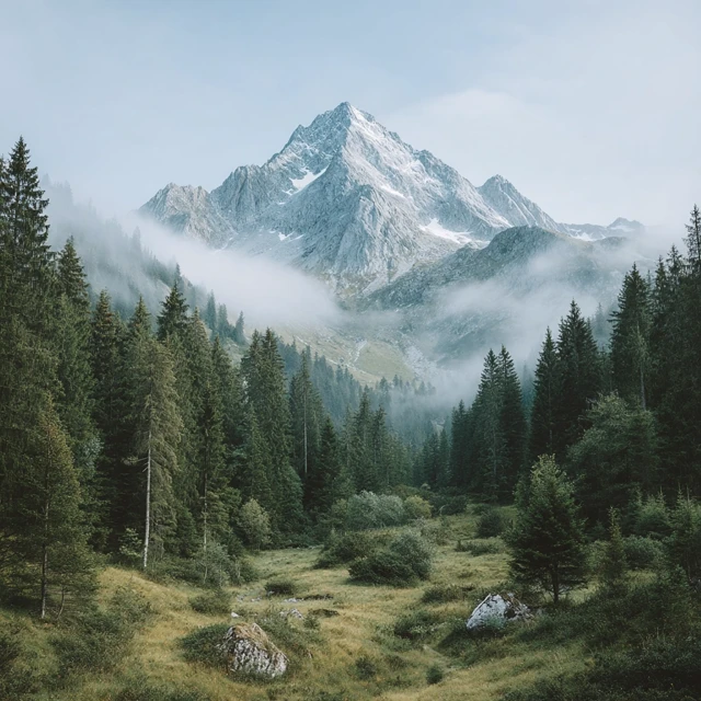 Snow Capped Mountain Forest Landscape Photography