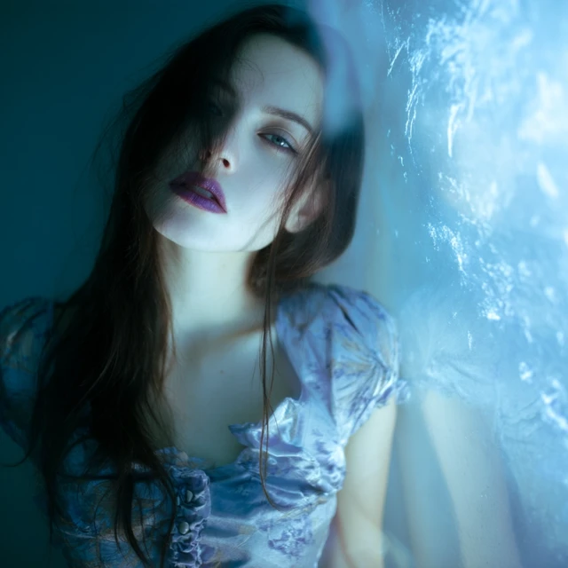 Gloomy Fashion Model Portrait Dark Hair Conceptual