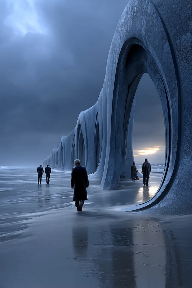 Alien Cathedral on a Beach Winter Sunrise