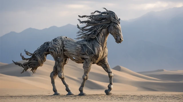 War Horse Sculpture in the Desert