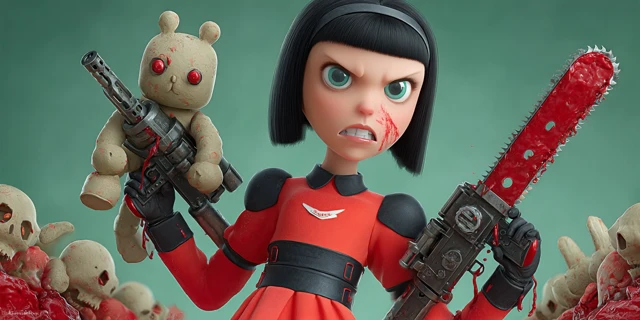Undead Girl with Guns and Zombie Bunnies