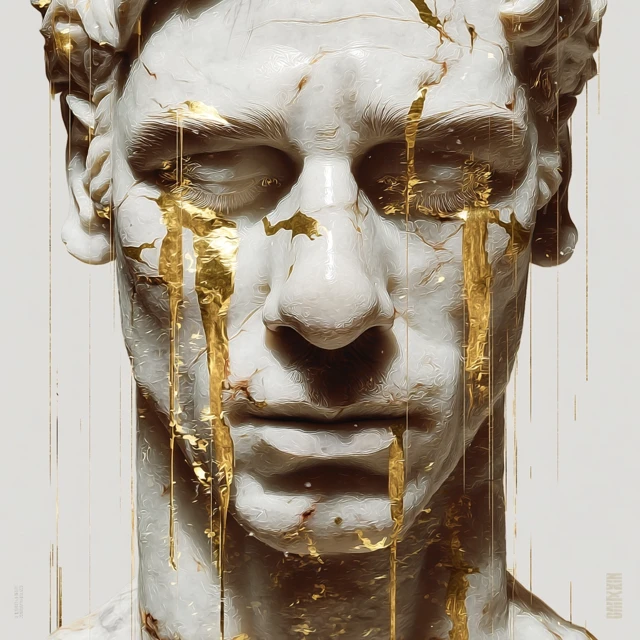 Marble Statue with Golden Tears Digital Art