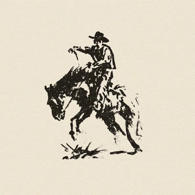 Vintage Cowboy Riding Bucking Horse