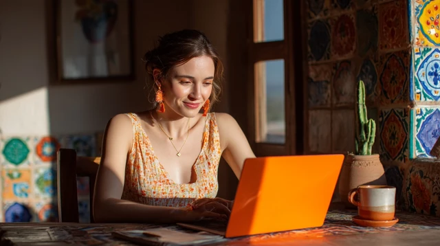 Mexican Woman Working from Home Warm and Creative