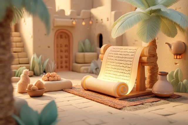 Abu Hurairah Islamic Illustration 3D Cartoon